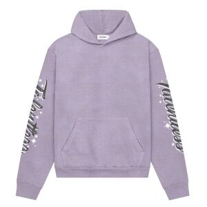 TALENTLESS Women's Purple Rain Pastel Airbrush Logo Sleeve Cotton Hoodie Medium